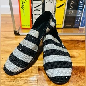 Giuseppe Zanotti Black and White Crystal Loafer